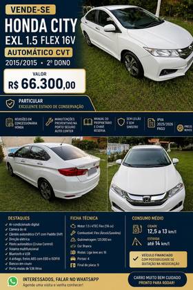 HONDA CITY 1.5 EXL 16V FLEX 4P AUTOMÁTICO HONDA CITY 1.5 EXL 16V FLEX 4P AUTOMÁTICO
